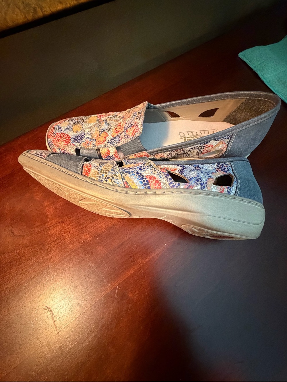Rieker Women's Multicolor Floral Pattern Slip-On Loafers - Picture 8 of 10